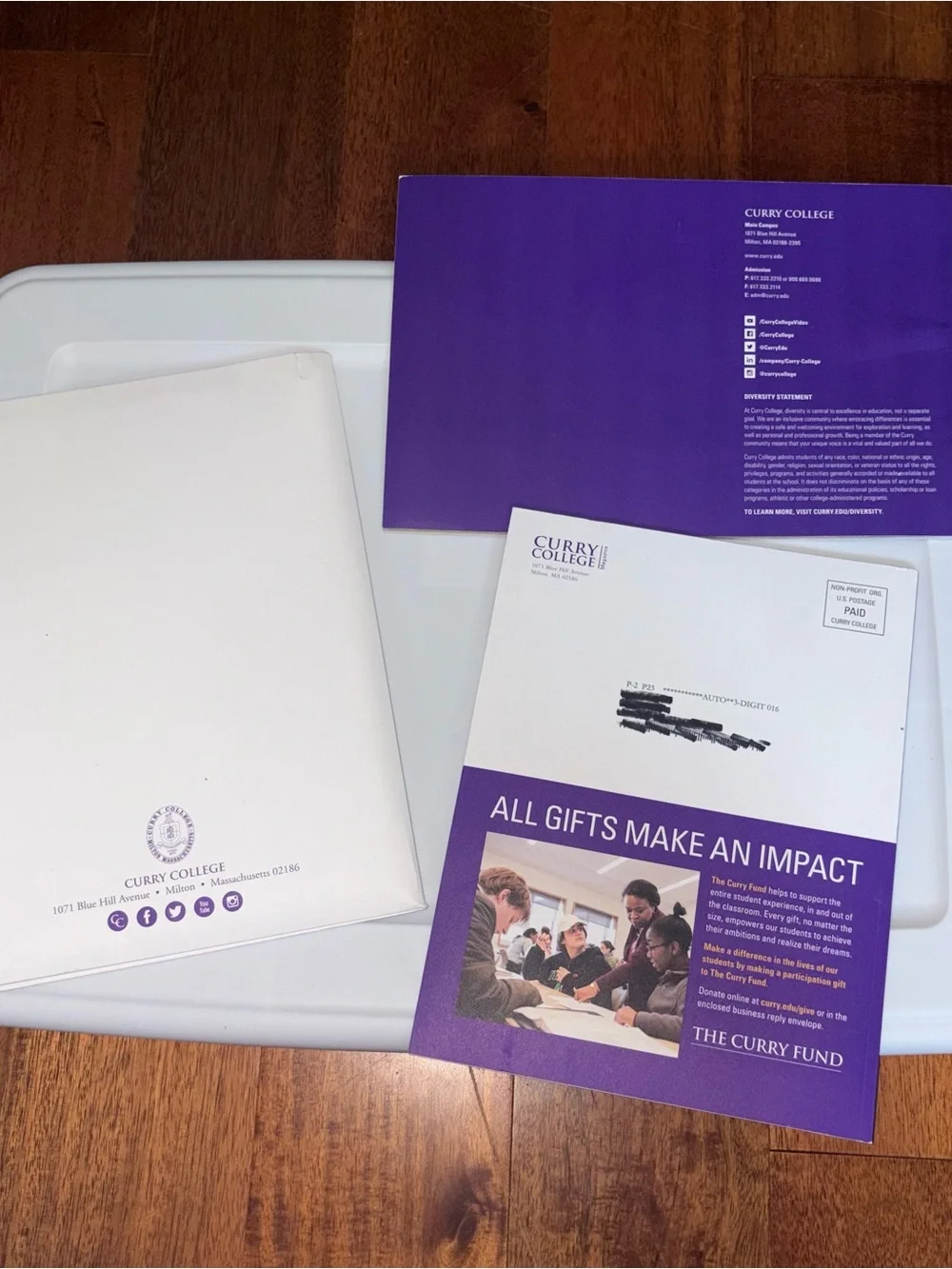 Curry College Massachusetts New Student Welcome Pack